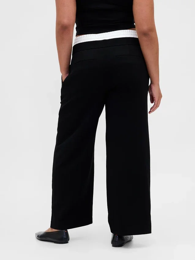Pantalon taille moyenne à double ceinture