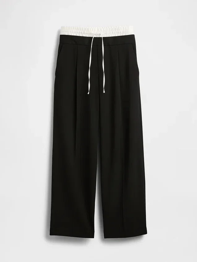 Pantalon taille moyenne à double ceinture