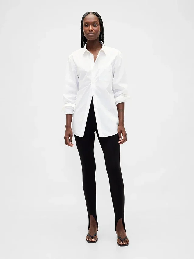 Pantalon à étriers en double maille à taille haute