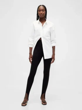 Pantalon à étriers en double maille à taille haute