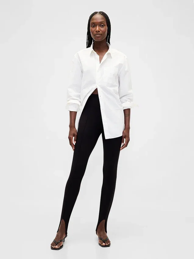 Pantalon à étriers en double maille à taille haute