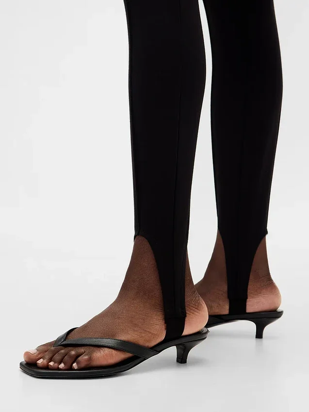 Pantalon à étriers en double maille à taille haute