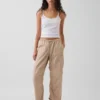 Pantalon utilitaire taille mi-haute en sergé, coupe « barrel »
