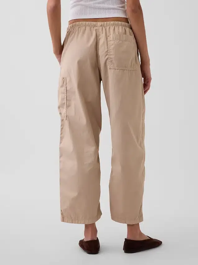 Pantalon utilitaire taille mi-haute en sergé, coupe « barrel »