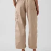 Pantalon utilitaire taille mi-haute en sergé, coupe « barrel »