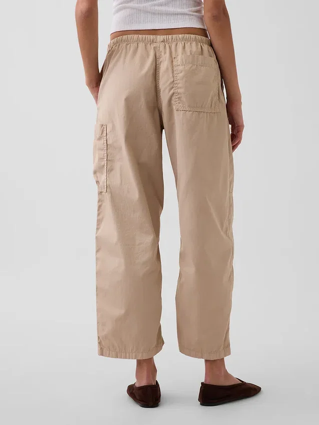 Pantalon utilitaire taille mi-haute en sergé, coupe « barrel »