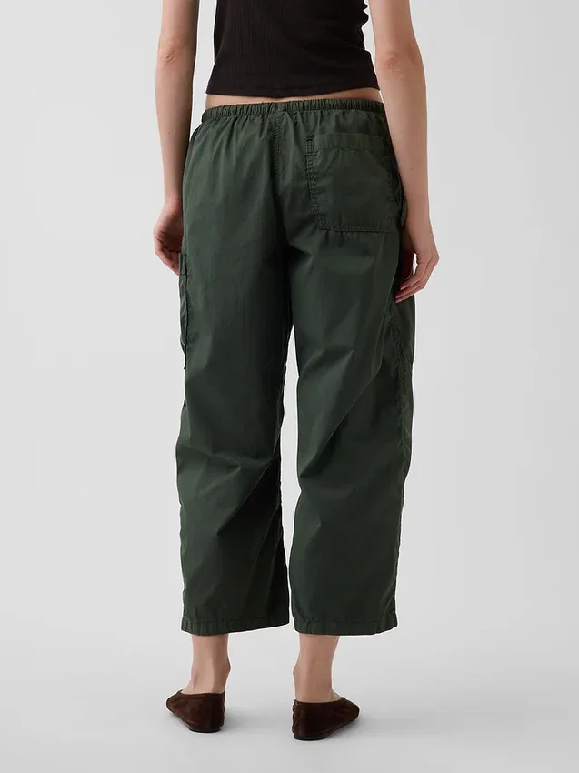 Pantalon utilitaire taille mi-haute en sergé, coupe « barrel »