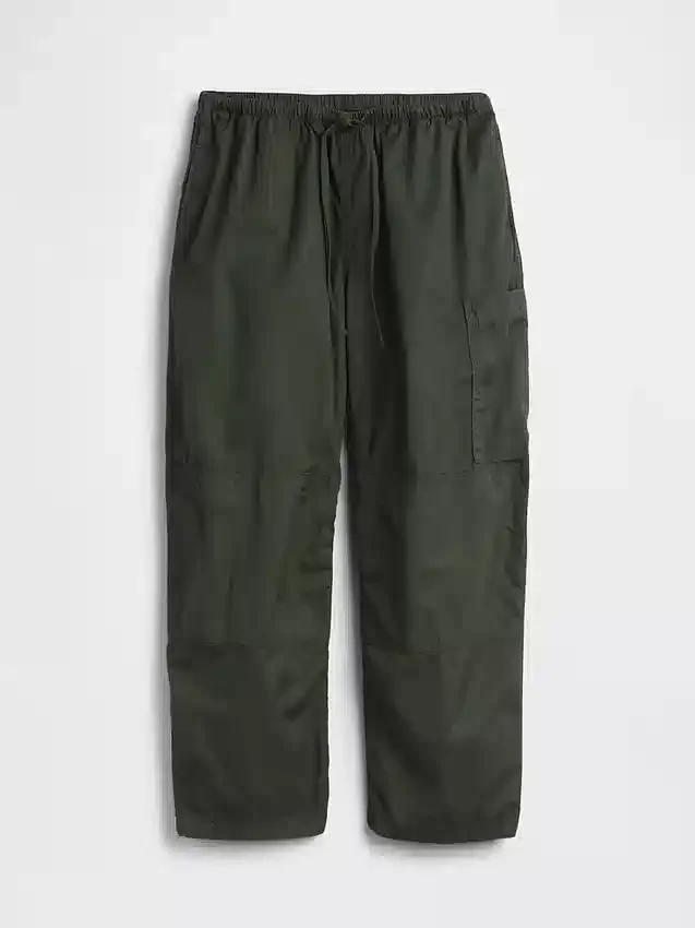 Pantalon utilitaire taille mi-haute en sergé, coupe « barrel »