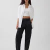 Pantalon utilitaire taille moyenne, coupe large, longueur cheville