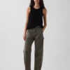 Pantalon utilitaire taille moyenne, coupe large, longueur cheville