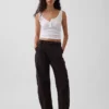 Pantalon utilitaire taille moyenne, coupe large, longueur cheville