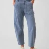 Pantalon utilitaire taille moyenne, coupe large, longueur cheville