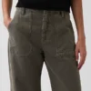 Pantalon utilitaire taille moyenne, coupe large, longueur cheville