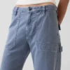 Pantalon utilitaire taille moyenne, coupe large, longueur cheville