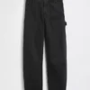 Pantalon utilitaire taille moyenne, coupe large, longueur cheville