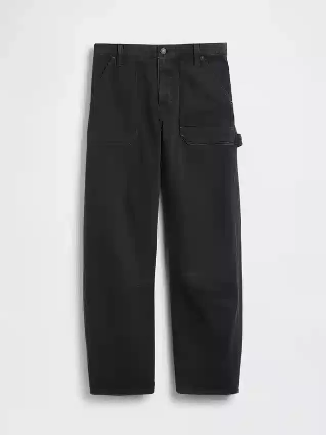 Pantalon utilitaire taille moyenne, coupe large, longueur cheville