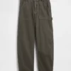 Pantalon utilitaire taille moyenne, coupe large, longueur cheville