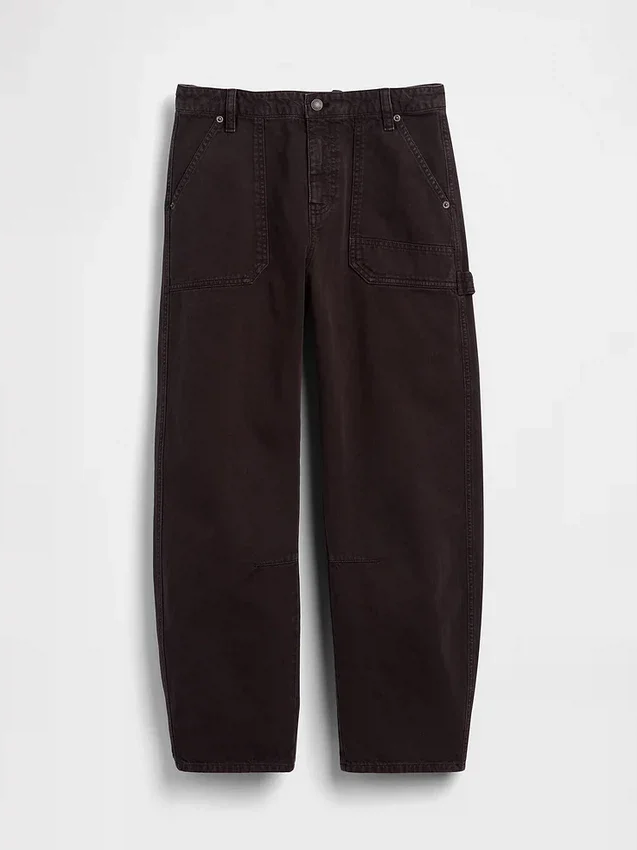 Pantalon utilitaire taille moyenne, coupe large, longueur cheville