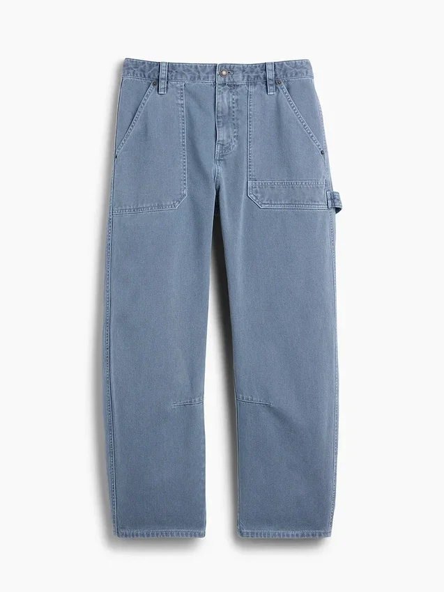 Pantalon utilitaire taille moyenne, coupe large, longueur cheville