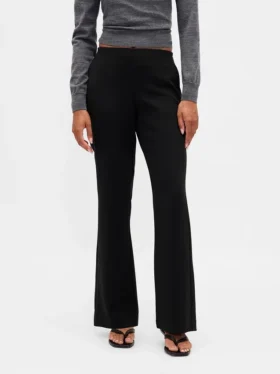 Pantalon évasé en sergé à taille basse
