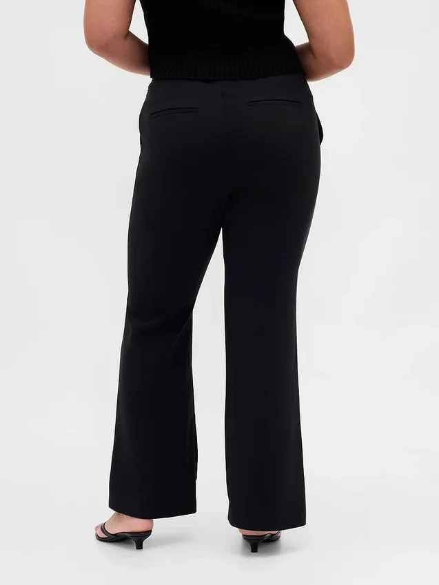 Pantalon évasé en sergé à taille basse