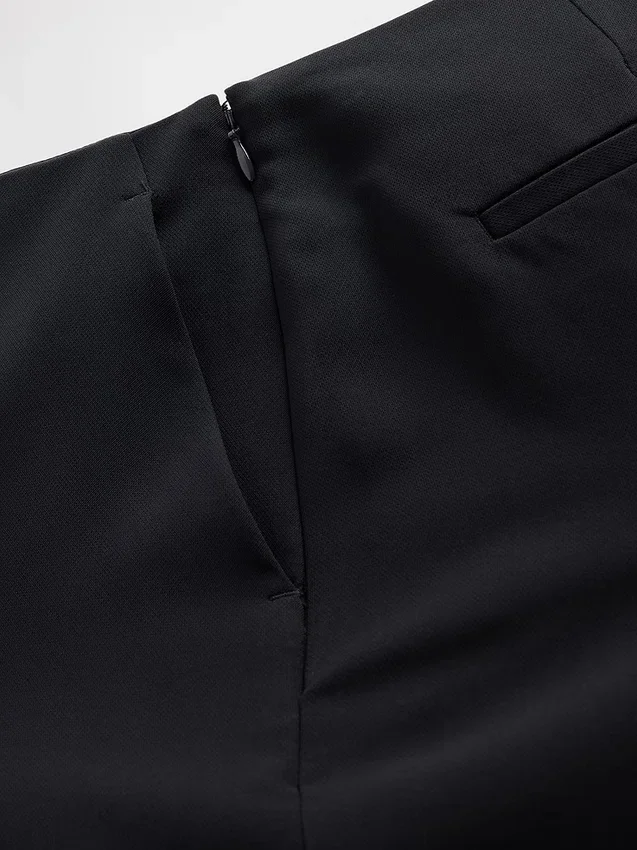 Pantalon évasé en sergé à taille basse