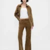 Pantalon évasé en velours côtelé à taille moyenne