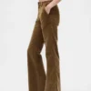 Pantalon évasé en velours côtelé à taille moyenne