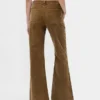 Pantalon évasé en velours côtelé à taille moyenne