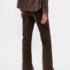 Pantalon évasé en velours côtelé à taille moyenne