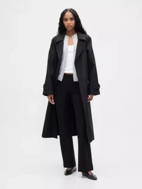 Pantalon évasé taille basse en double tricot