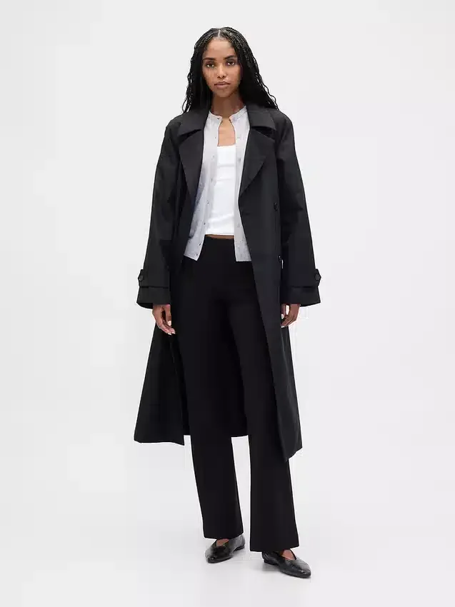 Pantalon évasé taille basse en double tricot