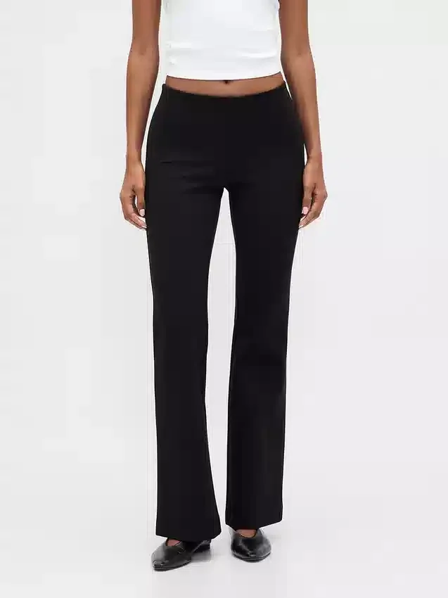 Pantalon évasé taille basse en double tricot