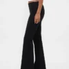 Pantalon évasé taille basse en double tricot