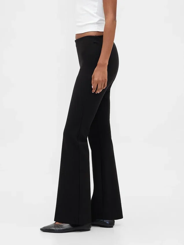 Pantalon évasé taille basse en double tricot