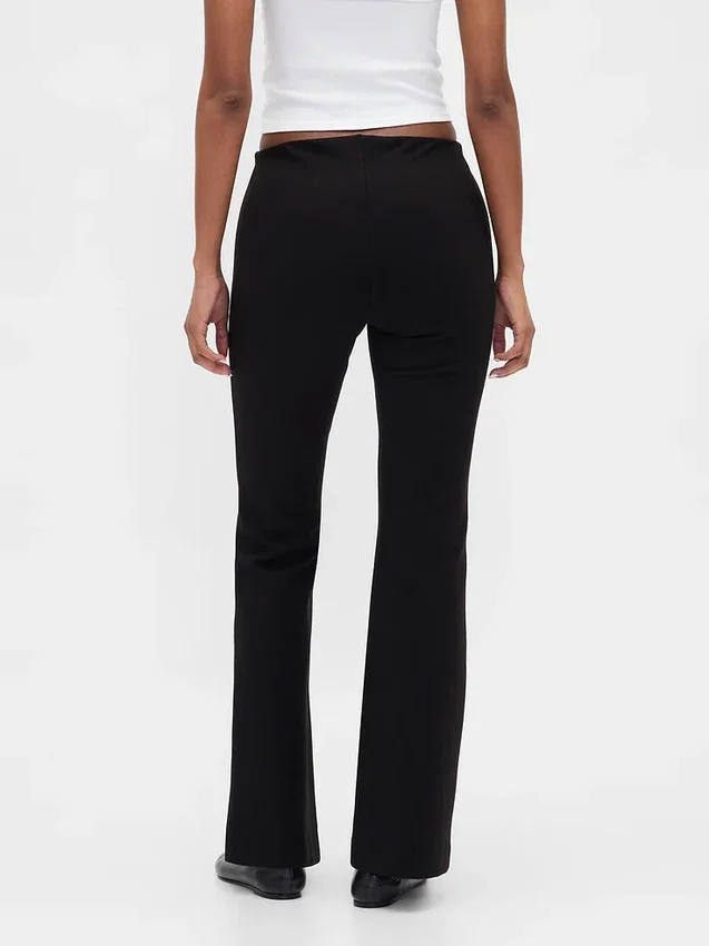 Pantalon évasé taille basse en double tricot