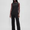 Pantalon évasé taille basse en mélange de lin