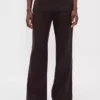 Pantalon évasé taille basse en mélange de lin
