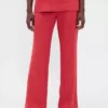 Pantalon évasé taille basse en mélange de lin
