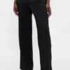 Pantalon évasé taille basse en mélange de lin