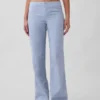 Pantalon évasé taille basse en mélange de lin