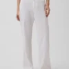 Pantalon évasé taille basse en mélange de lin