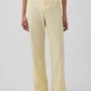 Pantalon évasé taille basse en mélange de lin