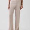 Pantalon évasé taille basse en mélange de lin