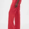 Pantalon évasé taille basse en mélange de lin