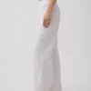 Pantalon évasé taille basse en mélange de lin