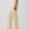 Pantalon évasé taille basse en mélange de lin