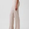 Pantalon évasé taille basse en mélange de lin
