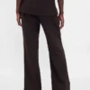 Pantalon évasé taille basse en mélange de lin