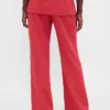 Pantalon évasé taille basse en mélange de lin